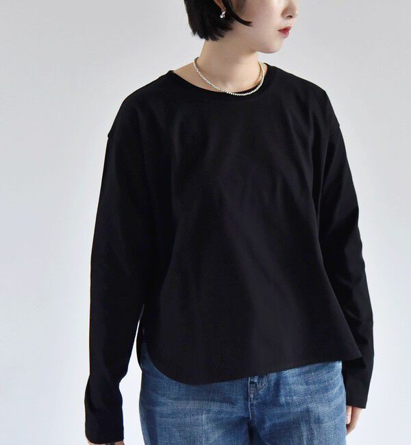 quaranciel「quaranciel:〈洗濯機可能〉ラウンドヘム ロングスリーブ コンパクト Tシャツ」|Tシャツ・カットソー|