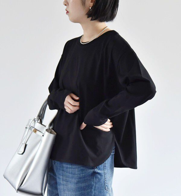 quaranciel「quaranciel:〈洗濯機可能〉ラウンドヘム ロングスリーブ コンパクト Tシャツ」|Tシャツ・カットソー|
