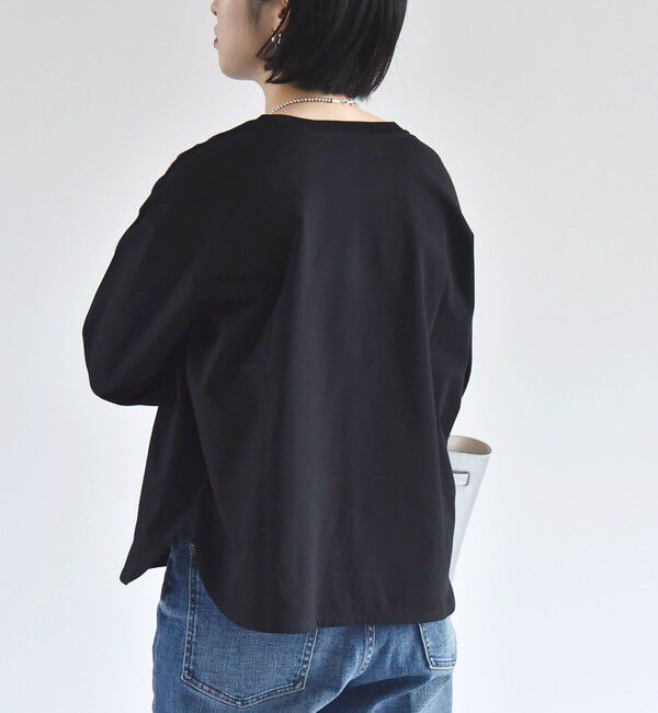 quaranciel「quaranciel:〈洗濯機可能〉ラウンドヘム ロングスリーブ コンパクト Tシャツ」|Tシャツ・カットソー|