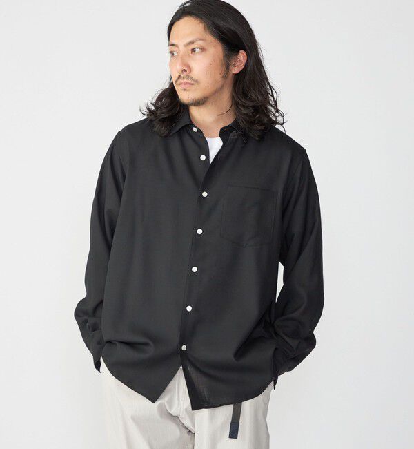 SHIPS「SHIPS: サイロフィル TW ツイル レギュラーカラー 長袖 シャツ」|シャツ・ブラウス|ブラック
