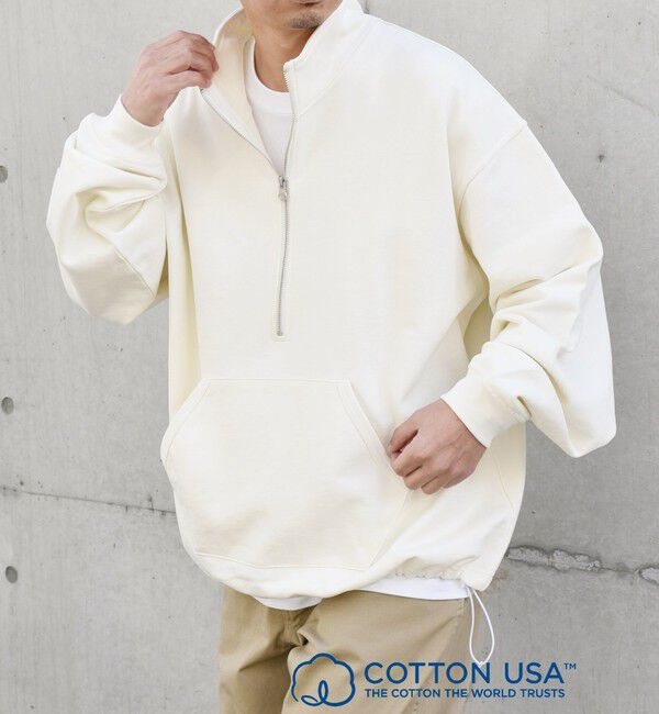 SHIPS any「SHIPS any: COTTON USA ハーフジップ ドロスト プルオーバー スウェット◇」|スウェット・ジャージ|ホワイト