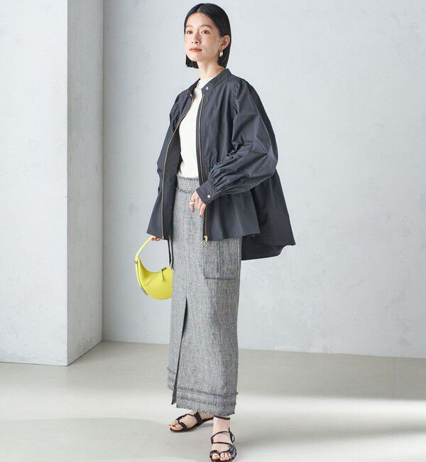 SHIPS for women「〈手洗い可能〉割繊 ナイロン スタンドカラー ギャザー ブルゾン◇」|ブルゾン・スタジャン|