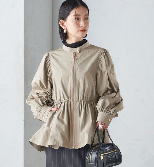 SHIPS for women「〈手洗い可能〉割繊 ナイロン スタンドカラー ギャザー ブルゾン◇」|ブルゾン・スタジャン|