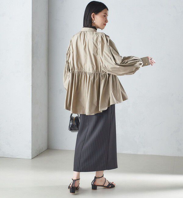 SHIPS for women「〈手洗い可能〉割繊 ナイロン スタンドカラー ギャザー ブルゾン◇」|ブルゾン・スタジャン|