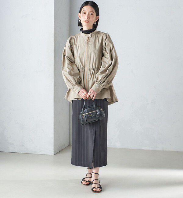 SHIPS for women「〈手洗い可能〉割繊 ナイロン スタンドカラー ギャザー ブルゾン◇」|ブルゾン・スタジャン|