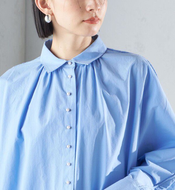 SHIPS for women「〈手洗い可能〉近江晒 タイプライター パールモチーフ ワンピース 24SS ◇」|ワンピース|