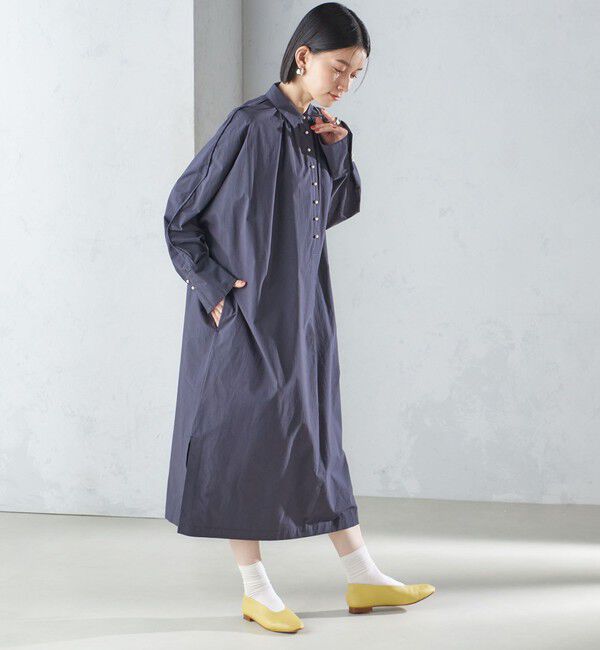 SHIPS for women「〈手洗い可能〉近江晒 タイプライター パールモチーフ ワンピース 24SS ◇」|ワンピース|