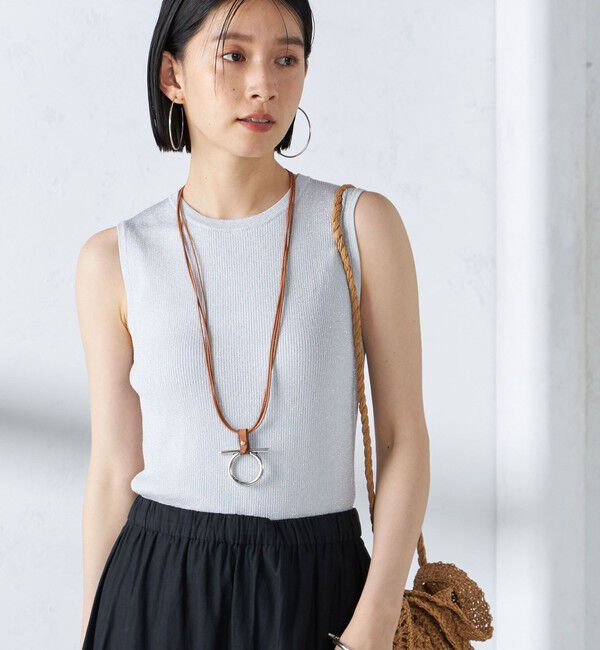 SHIPS for women「〈手洗い可能〉ラメ ノースリーブ ニット」|ニット・セーター|シルバー