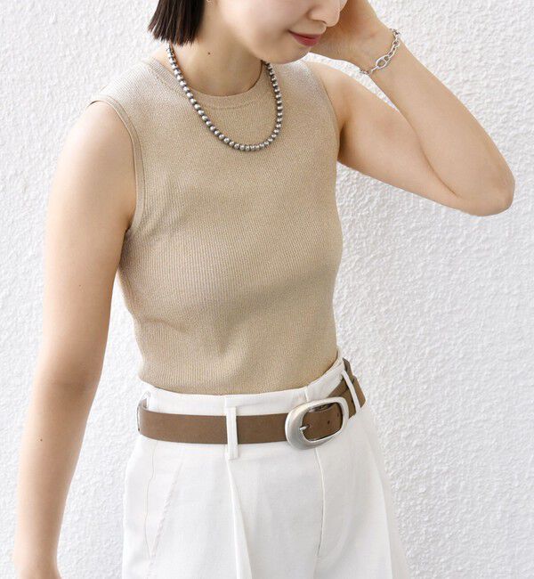 SHIPS for women「〈手洗い可能〉ラメ ノースリーブ ニット」|ニット・セーター|