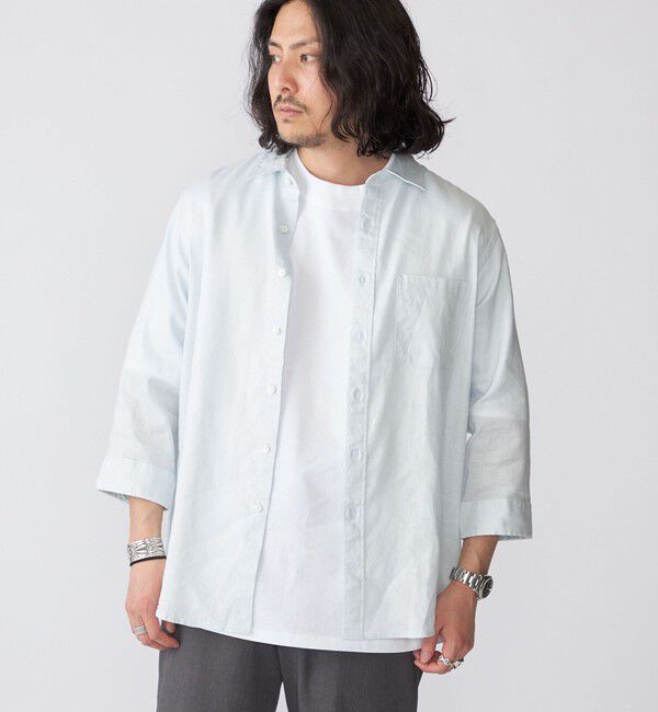 SHIPS「SHIPS: SOLOTEX(R) サフィラン リネン 7分袖 シャツ」|シャツ・ブラウス|