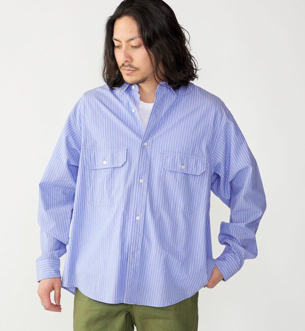 SHIPS「SHIPS: Wポケット ウォッシュド タイプライター 長袖 シャツ 〈チェック／ストライプ／単色〉」|シャツ・ブラウス|