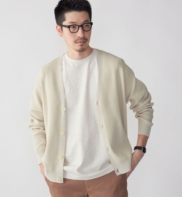 SHIPS「SHIPS: 〈手洗い可能〉12ゲージ ペーパーミックス ヤーン Vカーディガン」|カーディガン|ライトグレー