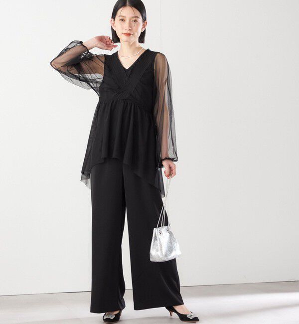 SHIPS for women「【SHIPS別注】kaene:2WAY シースルー オールインワン（セレモニー対応可）」|オールインワン|ブラック