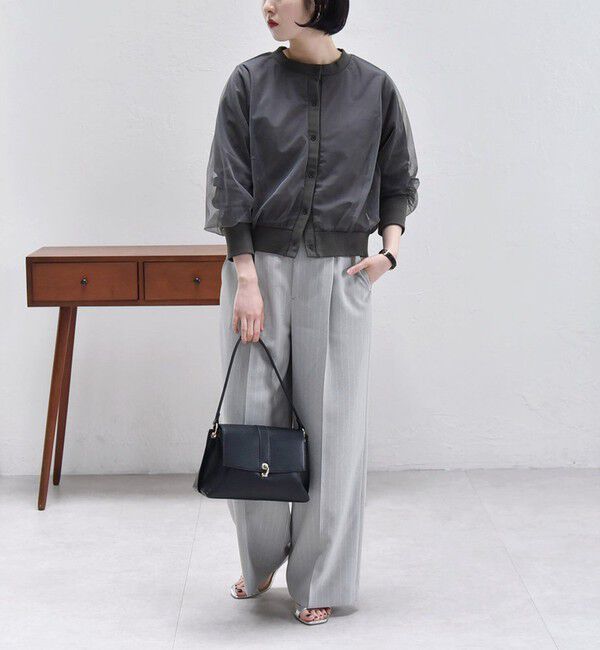 quaranciel「quaranciel:〈手洗い可能〉チュール ドッキング クルーネック カーディガン」|カーディガン|