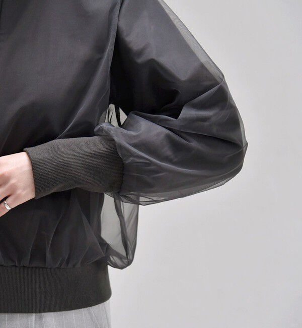 quaranciel「quaranciel:〈手洗い可能〉チュール ドッキング クルーネック カーディガン」|カーディガン|