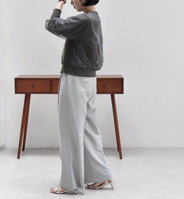 quaranciel「quaranciel:〈手洗い可能〉チュール ドッキング クルーネック カーディガン」|カーディガン|