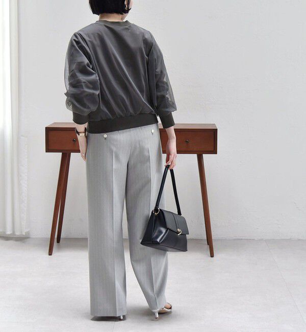 quaranciel「quaranciel:〈手洗い可能〉チュール ドッキング クルーネック カーディガン」|カーディガン|