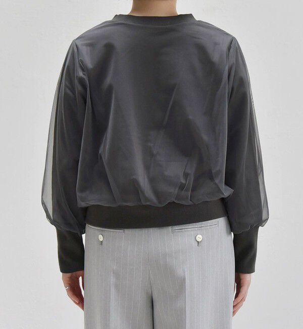 quaranciel「quaranciel:〈手洗い可能〉チュール ドッキング クルーネック カーディガン」|カーディガン|