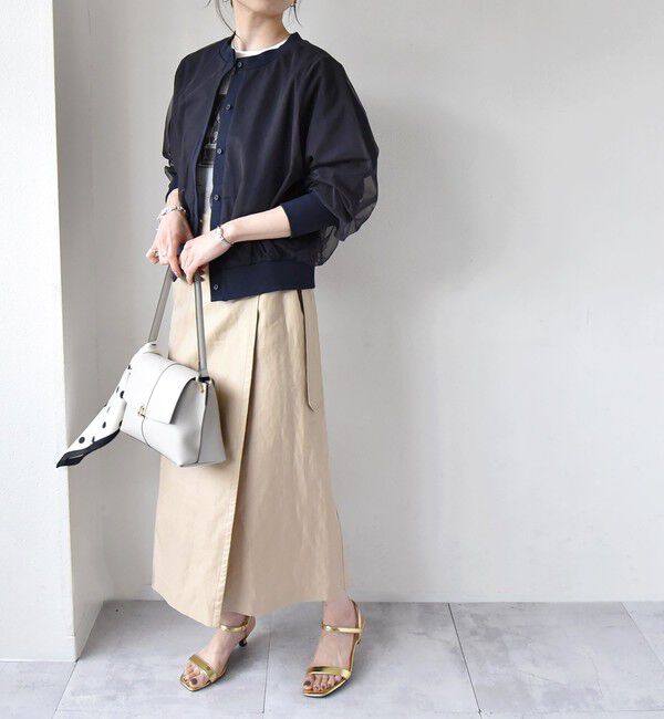 quaranciel「quaranciel:〈手洗い可能〉チュール ドッキング クルーネック カーディガン」|カーディガン|