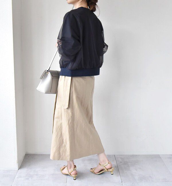 quaranciel「quaranciel:〈手洗い可能〉チュール ドッキング クルーネック カーディガン」|カーディガン|