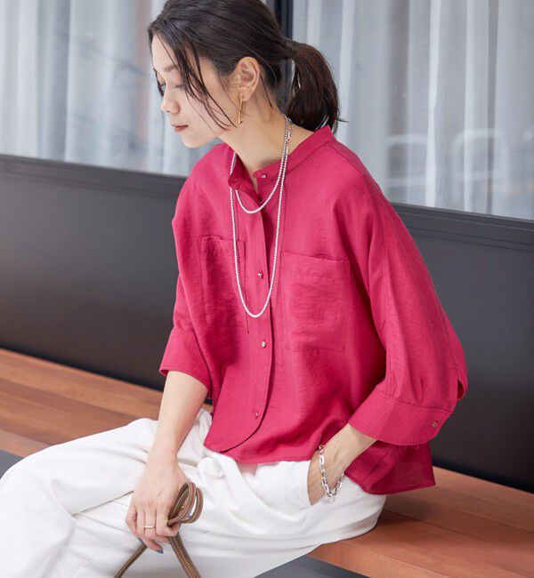 SHIPS for women「〈手洗い可能〉シルク混 シアー 羽織 シャツ」|シャツ・ブラウス|ピンク系