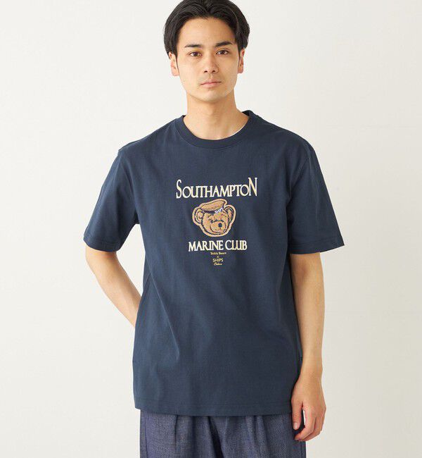 SHIPS Colors 「SHIPS Colors:TeddyBear(R) プリント & ステッチ TEE◇」|Tシャツ・カットソー|ネイビー