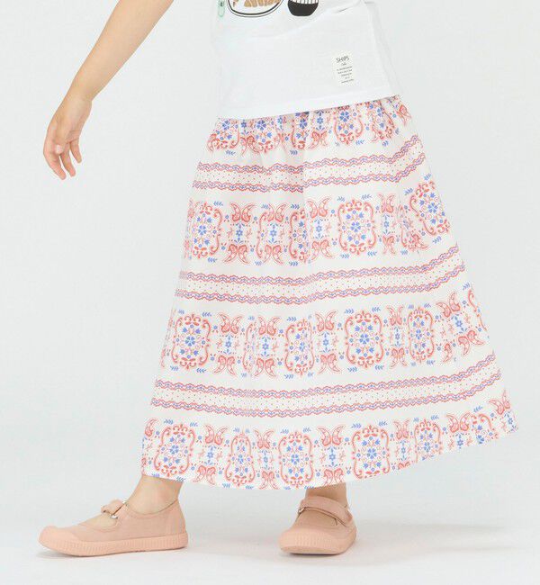 SHIPS Colors 「SHIPS Colors:〈洗濯機可能〉2WAY プリント スカート(100~140cm)」|フレア|レッド