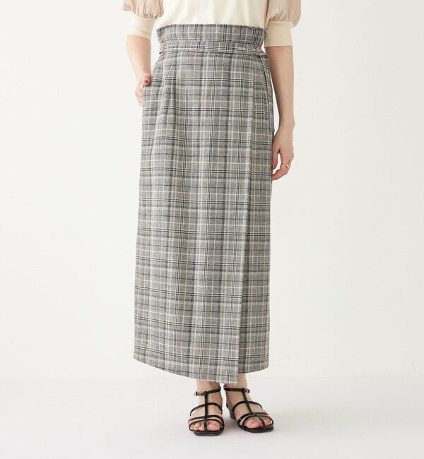 SHIPS Colors 「SHIPS Colors:〈手洗い可能〉レーヨンリネン ラップ スカート」|タイト|