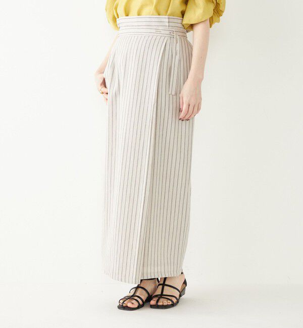 SHIPS Colors 「SHIPS Colors:〈手洗い可能〉レーヨンリネン ラップ スカート」|タイト|