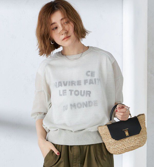 SHIPS for women「〈手洗い可能〉シアー ラメ 半袖 サマー ニット」|ニット・セーター|