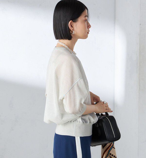 SHIPS for women「〈手洗い可能〉シアー ラメ 半袖 サマー ニット」|ニット・セーター|