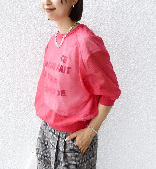 SHIPS for women「〈手洗い可能〉シアー ラメ 半袖 サマー ニット」|ニット・セーター|