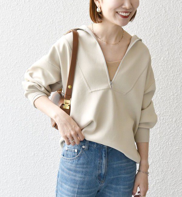 SHIPS any「《一部追加予約》【WEB限定】SHIPS any:〈手洗い可能〉ハーフ ジップ ハイネック プルオーバー」|ニット・セーター|ベージュ