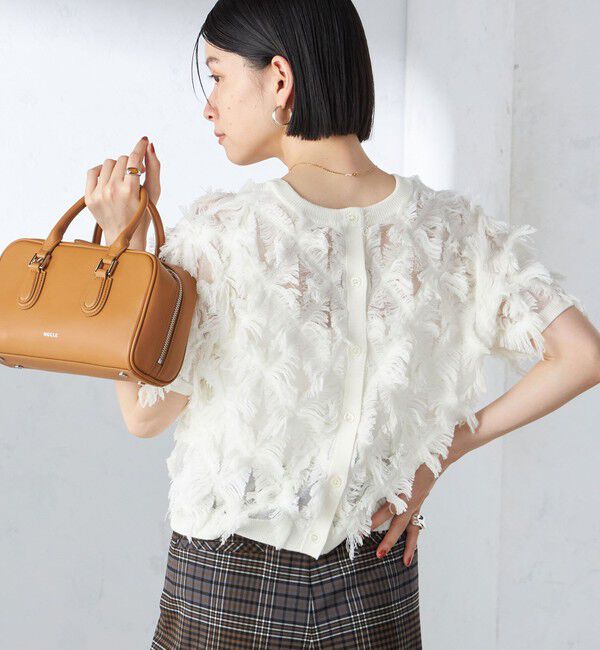 SHIPS for women「〈手洗い可能〉シアー フリンジ ジャカード プルオーバー」|ニット・セーター|オフホワイト