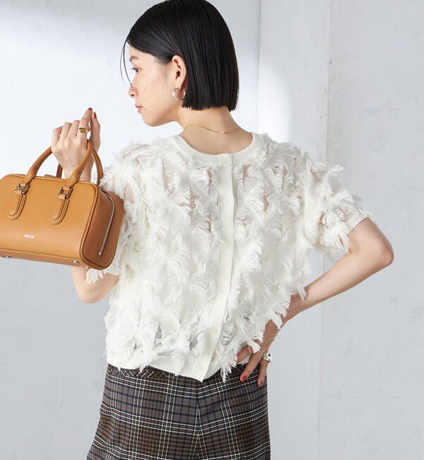 SHIPS for women「〈手洗い可能〉シアー フリンジ ジャカード プルオーバー」|ニット・セーター|