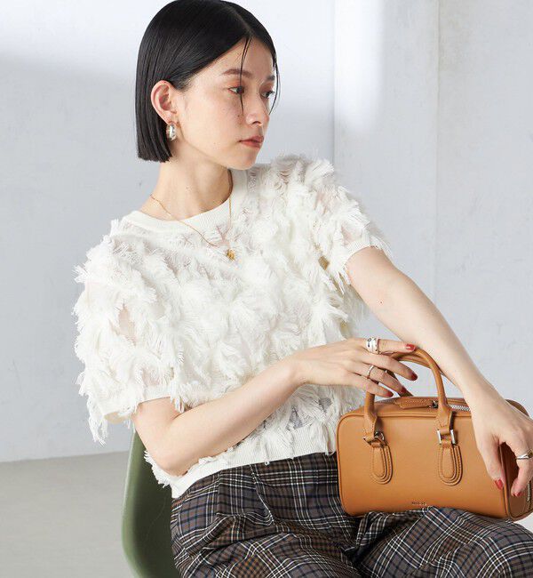 SHIPS for women「〈手洗い可能〉シアー フリンジ ジャカード プルオーバー」|ニット・セーター|