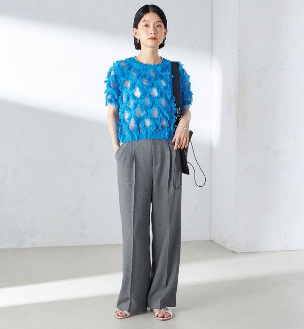 SHIPS for women「〈手洗い可能〉シアー フリンジ ジャカード プルオーバー」|ニット・セーター|