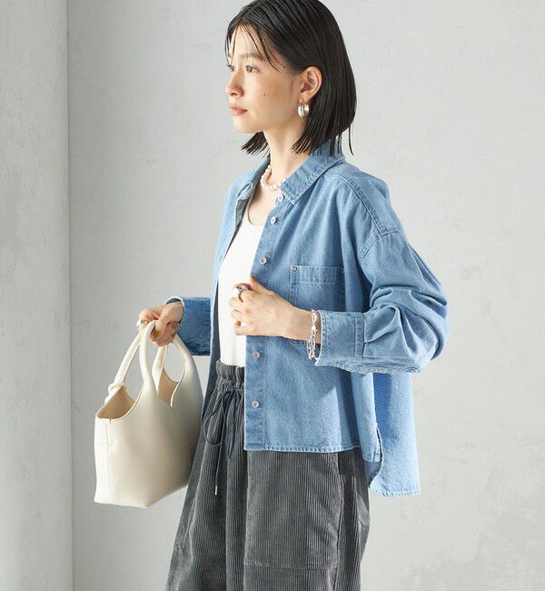 SHIPS for women「〈洗濯機可能〉ショート丈 デニム シャツ」|シャツ・ブラウス|