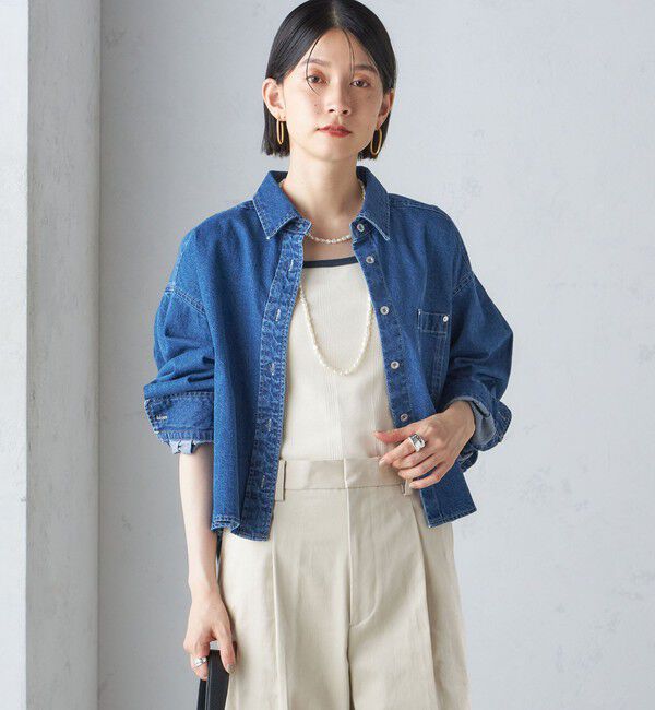 SHIPS for women「〈洗濯機可能〉ショート丈 デニム シャツ」|シャツ・ブラウス|