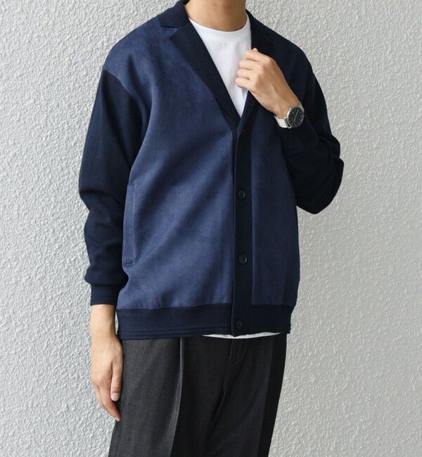 SHIPS any「SHIPS any: 〈手洗い可能〉コットン カシミヤ混 コンビ ニット ジャケット◇」|カーディガン|ネイビー