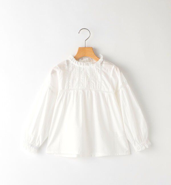 SHIPS KIDS「SHIPS KIDS:100～130cm / レース ピンタック 長袖 ブラウス」|シャツ・ブラウス|