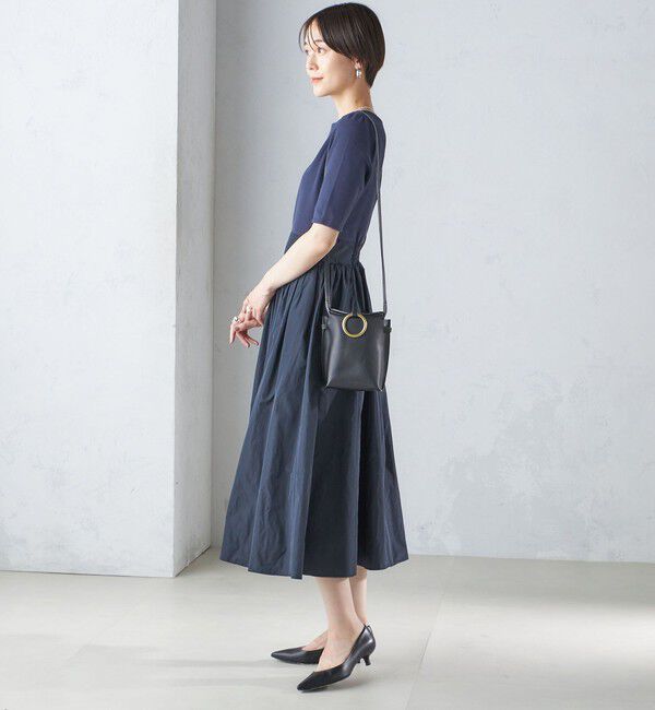 SHIPS for women「〈手洗い可能〉タフタ コンビ ニット パフスリーブ ワンピース」|ワンピース|