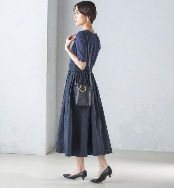 SHIPS for women「〈手洗い可能〉タフタ コンビ ニット パフスリーブ ワンピース」|ワンピース|