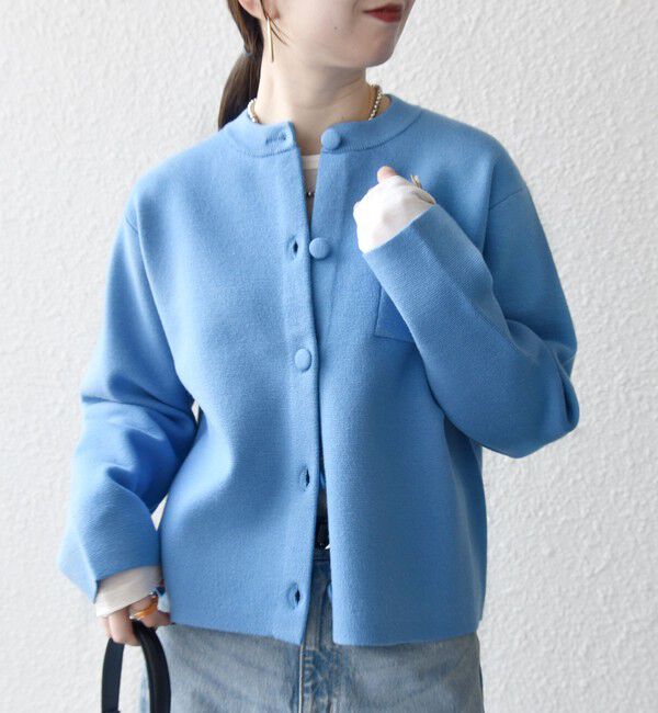 SHIPS any「SHIPS any: ミラノリブ ノーカラー ニット ジャケット カーディガン」|カーディガン|