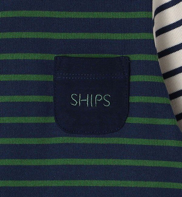 SHIPS KIDS「SHIPS KIDS:70～80cm / オーガニック コットン ボーダー ロンパース」|ロンパース|