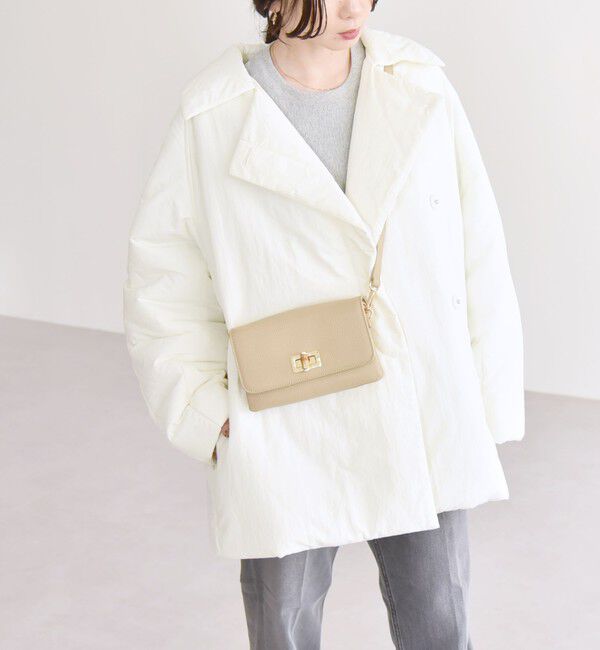 quaranciel「quaranciel: 中綿 テーラード ミドル ジャケット コート」|ダウン|オフホワイト