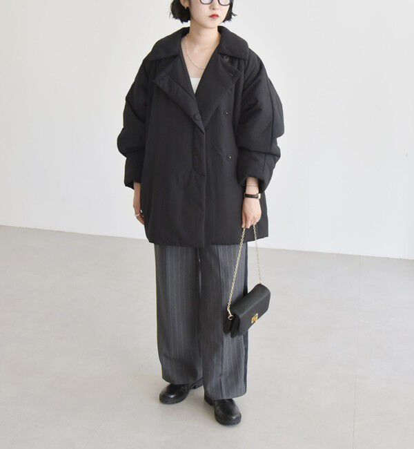 quaranciel「quaranciel: 中綿 テーラード ミドル ジャケット コート」|ダウン|