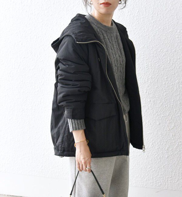 SHIPS any「SHIPS any:〈撥水加工〉中綿 パフ ダブルジップ フーディ ブルゾン」|ブルゾン・スタジャン|