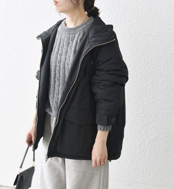 SHIPS any「SHIPS any:〈撥水加工〉中綿 パフ ダブルジップ フーディ ブルゾン」|ブルゾン・スタジャン|