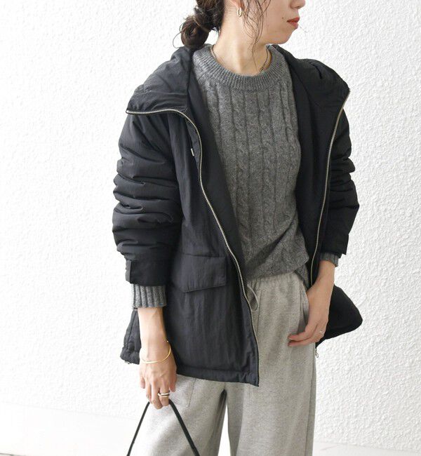 SHIPS any「SHIPS any:〈撥水加工〉中綿 パフ ダブルジップ フーディ ブルゾン」|ブルゾン・スタジャン|